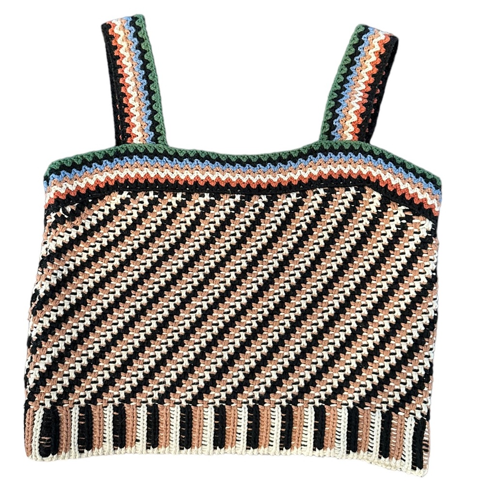 Veronica Beard Livina Woven Knit Sweater Stripe Diagnol Geometric Tank Top Small - Picture 2 of 16